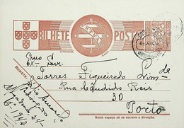 1942 Inteiro Postal Tipo «Tudo Pela Nação» De 30 C. Ocre-castanho Enviado De Mogadouro Para O Porto - Entiers Postaux