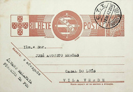 1942 Inteiro Postal Tipo «Tudo Pela Nação» De 30 C. Ocre-castanho Enviado Da Figueira Da Foz Para Vila Verde - Postal Stationery