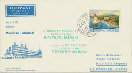 SAN MARINO 1961 Mitläuferpost M Superconstellation Flug LH 172 MÜNCHEN - MADRID - Corréo Aéreo