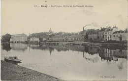 GRAY - HTE SAONE - LES USINES MILLOT ET LES GRANDS MOULINS -AU DOS CACHET TRESOR ET POSTE -SECTEUR POSTAL 44 - - Gray