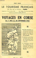 LE TOURISME FRANCAIS, VOYAGES EN CORSE, SEPT. 1936 - COLLECTIF - 1936 - Corse