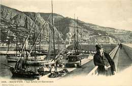 Menton * La Jetée Et Garavan * Bateau Voilier Goélette - Menton