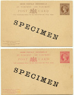 ST. VINCENT 1894 Victoria, Two Very Fine Unused Postal Stationery "SPECIMEN" PCs - St.Vincent (...-1979)