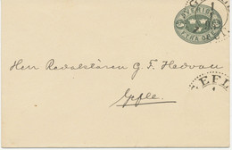 SCHWEDEN 1895, 4 Öre Grau Kab.-GA-Umschlag Als Ortsbrief Von „GEFLE“ - Postwaardestukken
