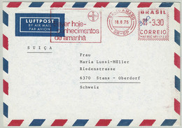 Brasilien / Brasil 1975, Luftpostbrief EMA Bayer Santo Amaro - Stans (Schweiz) - Pharmacy