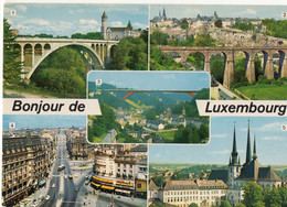 CPM, Bonjour Du LUXEMBOURG, Multivues, Jamais Voyagée, Pont Adolphe, Panorama, Pont Grande, Avenue Liberté - Remich