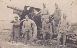 Carte Photo WW1 Groupe De Militaire Artilleur Du 104 E Avec Piece De Canon A Identifier 1918 Réf 3653 - Guerre 1914-18