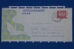 N16 JAPON BELLE LETTRE AEROGRAMME 1989 VOYAGEE TOKOSHIMA POUR  PRAGUE+ AFFRANCHISSEMENT PLAISANT - Cartas & Documentos