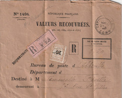 ENVELOPPE TIMBREE DE 80182 CAYEUX SUR MER A 80100 ABBEVILLE - VALEURS RECOUVREES En 1919 - Used Stamps
