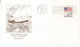 1985 USA  Space Shuttle Challenger STS-51F Mission And Landing Commemorative Cover - Nordamerika