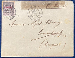 France Colonies Levant Lettre Avec N°4 Ayant Servi à Paris !!! Obl Paris Rue Blomet Pour Constantinople Par Varna RRR - Storia Postale