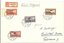 Saar MiNr. 195-198 Luftpost R Brief  (sab64) - Airmail