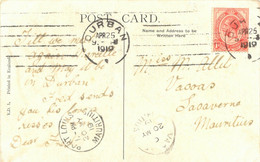 SOUTH AFRICA 1919 King George 1 D. Single Postage On Postcard To Mauritius, Rare - Brieven En Documenten