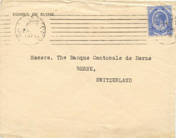 SOUTH AFRICA 1923 King George 2 1/2 D. Single Postage On Cover From SWISS CONSUL - Briefe U. Dokumente