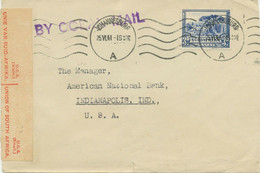 SOUTH AFRICA 1941 2 Censorship Letters Durban To USA 3 D Meterpost BY OCEAN MAIL - Briefe U. Dokumente