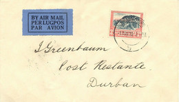 SOUTH AFRICA 1933 First Day For Reduced 3d Airmail Postage JOHANNESBURG - DURBAN - FDC