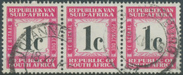SOUTH AFRICA 1961 Postage Due Stamp 1 C Superb Used Strip Of Three MAJOR VARIETY - Timbres-taxe