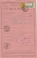 1927- AVIS DE RECEPTION N°514   D'un Objet Reccommandé - Taxe à75 Centimes - Cartas & Documentos