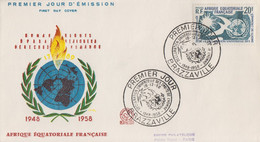 Enveloppe  FDC  1er  Jour   AFRIQUE  EQUATORIALE  FRANCAISE  Déclaration  Des   Droits  De  L' Homme   1958 - Autres & Non Classés