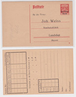 97859 DR Ganzsache Postkarte P129 Zudruck Joh. Weiss Brasiltabakfabrik Landshut - Postcards