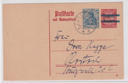 97539 Ganzsachen Postkarte P134I/F Lübz Nach Rostock 1920 - Tarjetas