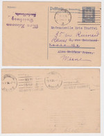 96934 DR Ganzsache P159 Max Heimann Duisburg An Eine Mademoiselle In Paris 1926 - Tarjetas