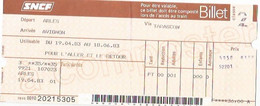 SNCF/BILLET ARLES-AVIGNON/VIA TARASCON/19.04.1983 - Sin Clasificación