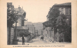 42-LE-CHAMBON-FEUROLLES- LES CINQ CHEMINS ET LA RUE FEUGEROLLES - Le Chambon Feugerolles