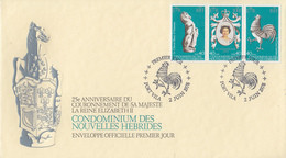 Enveloppe  FDC  1er Jour   NOUVELLES  HEBRIDES   25éme  Anniversaire  Couronnement  De  La  Reine  1978 - FDC