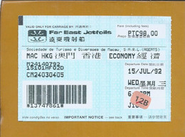 Jetfoils Ticket From Macau To Hong Kong. Jetfoils Ticket Von Macau Nach Hong Kong. Biglietto Per Aliscafi Da Macao A Hon - Monde