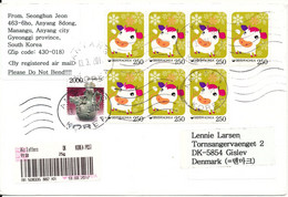 Korea South Registered Cover Sent To Denmark Anyuang 13-3-2017 Topic Stamps - Korea (Süd-)
