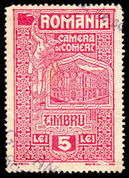 ROMANIA - CINDERELLA : CAMERA DE COMERT - 5 LEI - 1921 - RRR !!! (ag874) - Fiscaux