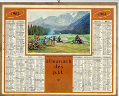 CALENDRIER GF 1964 - Jeunes Gens Au Camping (scouts??), Imprimeur Oller - Tamaño Grande : 1961-70