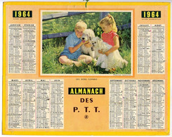 CALENDRIER GF 1964 - Les Enfants Et Les Chiens, Imprimeur Oberthur Rennes - Tamaño Grande : 1961-70