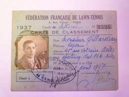 GP 2021 - 84  Fédération Française De LAWN-TENNIS  :  Carte De Classement  1937   XXX - Otros & Sin Clasificación