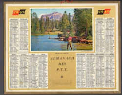 CALENDRIER GF 1965 - Pèche Au Lancer, Imprimeur Oberthur Rennes (calendrier Double) - Big : 1961-70