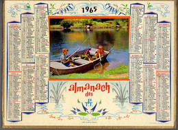 CALENDRIER GF 1965 - Pèche En Barque Des Enfants, Imprimeur Oller - Grand Format : 1961-70