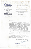 JACQUES CHABANNES REDACTEUR DE L OPERA HEBDOMADAIRE DU THEATRE A PARIS POUR ANDRE PEUS CONSERVATOIRE PERPIGNAN - Historische Dokumente