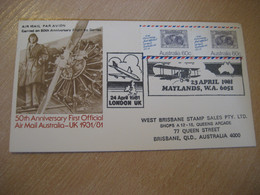 LONDON MAYLANDS 50th Anniv. 1931 First Official Air Mail QANTAS First Flight Cancel Cover ENGLAND AUSTRALIA - Premiers Vols