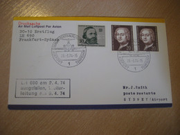 SYDNEY FRANKFURT Lufthansa Airlines DC10 First Flight BERLIN Tempelhof Airport 1974 Cancel Cover GERMANY AUSTRALIA - First Flight Covers