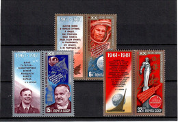Russia & USSR 1981 .  SPACE ( Gagarin ). 3v+label. Michel # 5056-58 - Unused Stamps