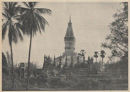 G3254 Laos - Le That Luong A Vientiane - 1911 Vintage Print - Stampa Epoca - Stiche & Gravuren
