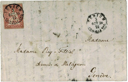 1859, 15 Rp. , Allseits Weißrandig,, Brief Vorderseite , A4349 - Briefe U. Dokumente