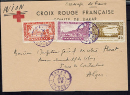 Sénégal - Affr. Tricolore à 5.50 F Sur Env. Croix Rouge Française Comité De Dakar - CAD Sucursale 3-Déc. 43 Pour Alger - - Lettres & Documents