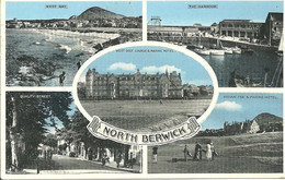 MULTI-VIEW - NORTH BERWICK SHOWING REDAN TEE & MARINE HOTEL - THE HARBOUR - QUALITY STREET WITH NORTH BERWICK POSTMARK - Berwickshire