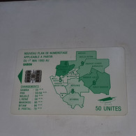 Gabon-(GAB-28B)-map Of Gabon-green-(11)-(50units)-(C35141483)-used Card+1card Prepiad/gift Free - Gabon