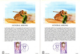 " GENERAL KOENIG " Sur 2 Encarts 1er Jour De 1974. N° YT 1796. Parfait état FDC - Militaria