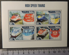 Maldives 2013 High Speed Trains Railways Transport M/sheet Mnh - Maldives (1965-...)