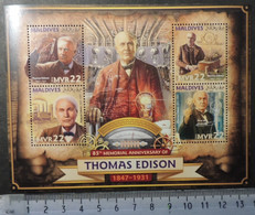 Maldives 2016 85th Death Anniversary Thomas Edison M/sheet Mnh - Maldives (1965-...)