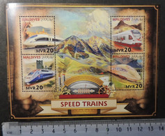 Maldives 2016 Speed Trains Railways Transport M/sheet Mnh - Maldives (1965-...)